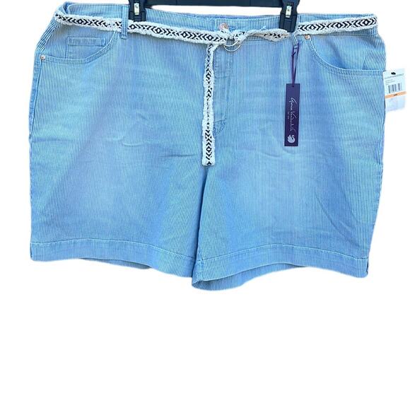 Gloria Vanderbilt blue & white striped shorts size 24W NEW - Picture 1 of 8